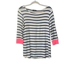 Colette navy and white striped knit 3/4 length sleeve tee. Size M‎